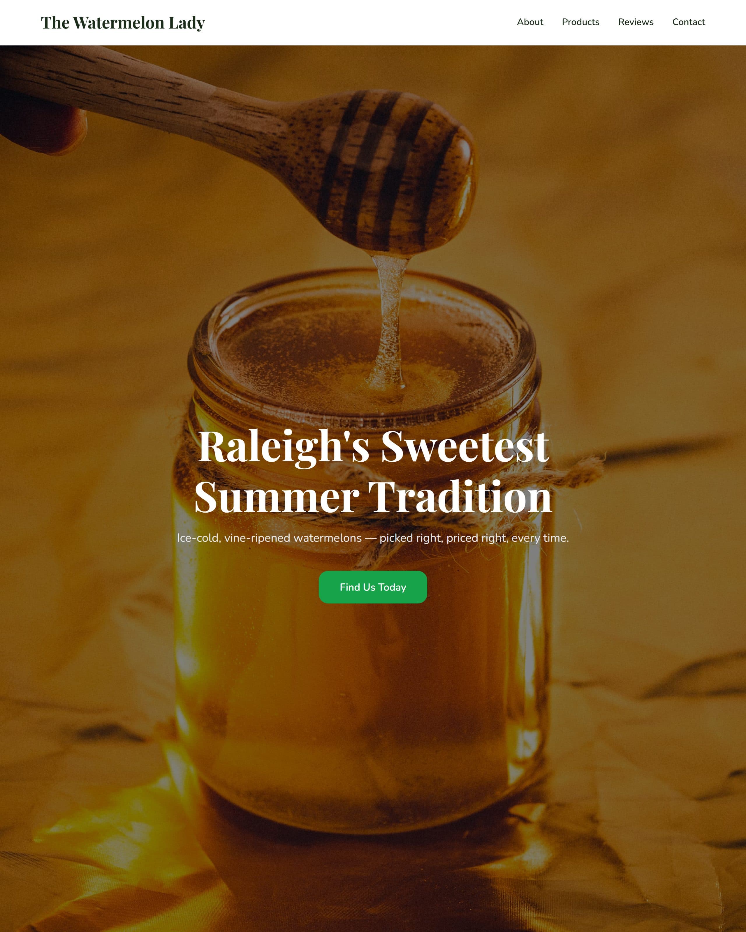 The finished website we built for The Watermelon Lady, a produce stand in Raleigh, NC